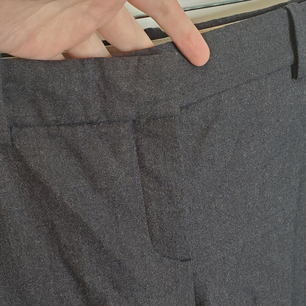 THEORY Charcoal Wool-Blend Mid-Rise Wide-Leg Tailored Dress Pants Size 4 - Picture 4 of 15